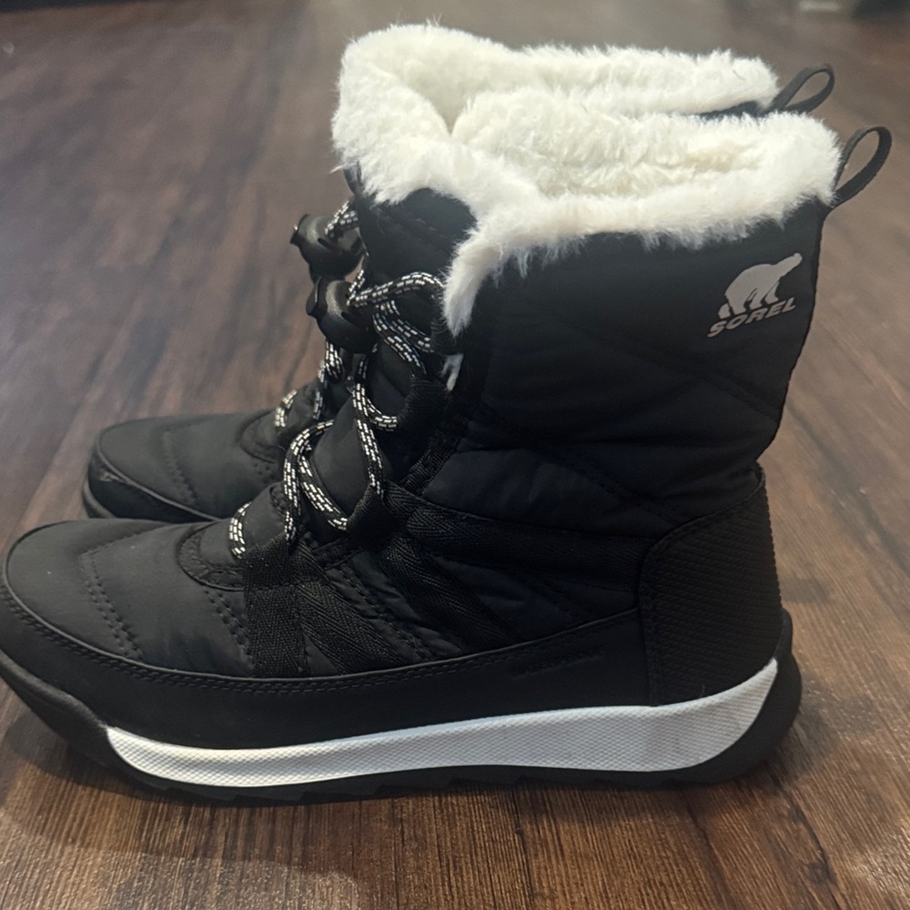 Sorel Black and White Kids Snow Boots